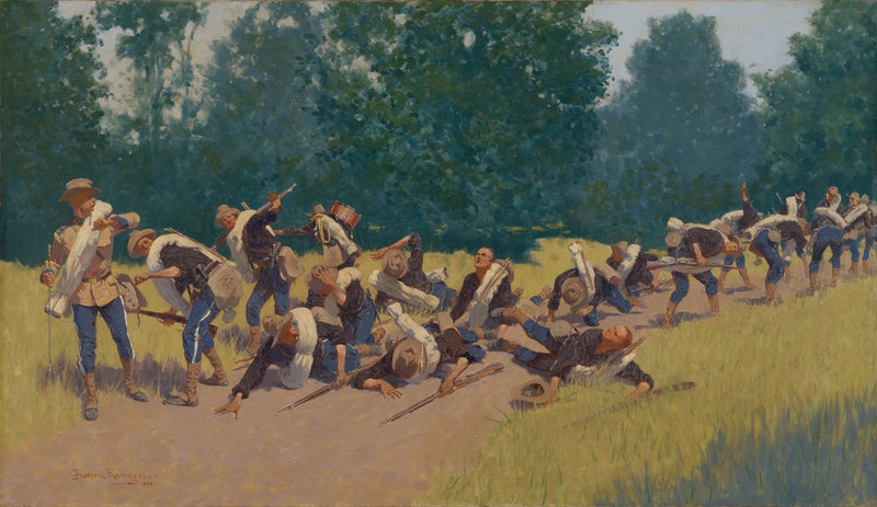Il grido degli scoppiettii di schegge di proiettili a San Juan Hill - Frederic Remington