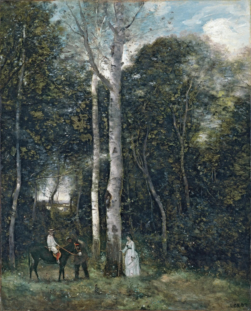 La partenza per la passeggiata dei leoni, a Port-Marly - Jean-Baptiste Camille Corot
