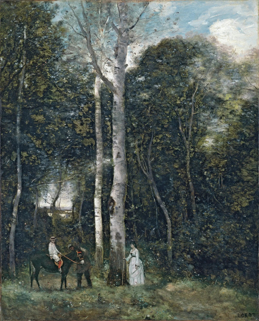 La partenza per la passeggiata dei leoni, a Port-Marly - Jean-Baptiste Camille Corot
