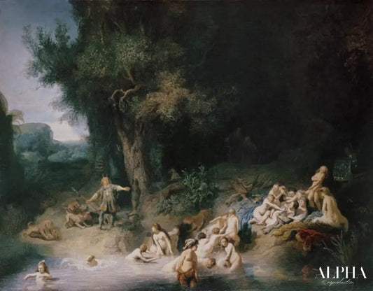 Le Diane se baigne avec Aktaeon et Callisto - Rembrandt van Rijn - Reproductions de tableaux et peintures haut de gamme