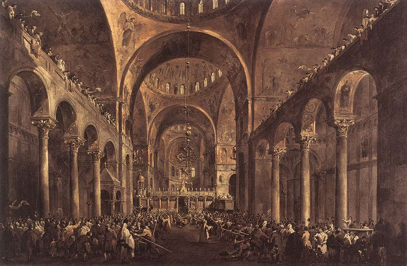 Il doge Alvise IV Mocenigo si mostra alla gente nella basilica di San Marco 1763 - Francesco Guardi