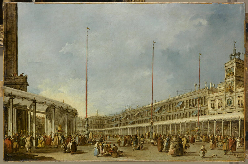 Il doge di Venezia segue la processione del Corpus Domini sulla piazza San Marco - Francesco Guardi