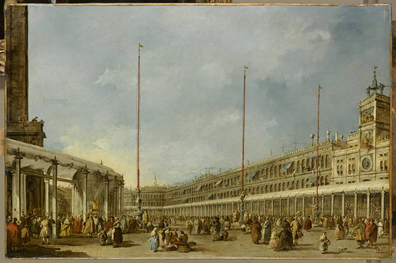 Il doge di Venezia segue la processione del Corpus Domini sulla piazza San Marco - Francesco Guardi