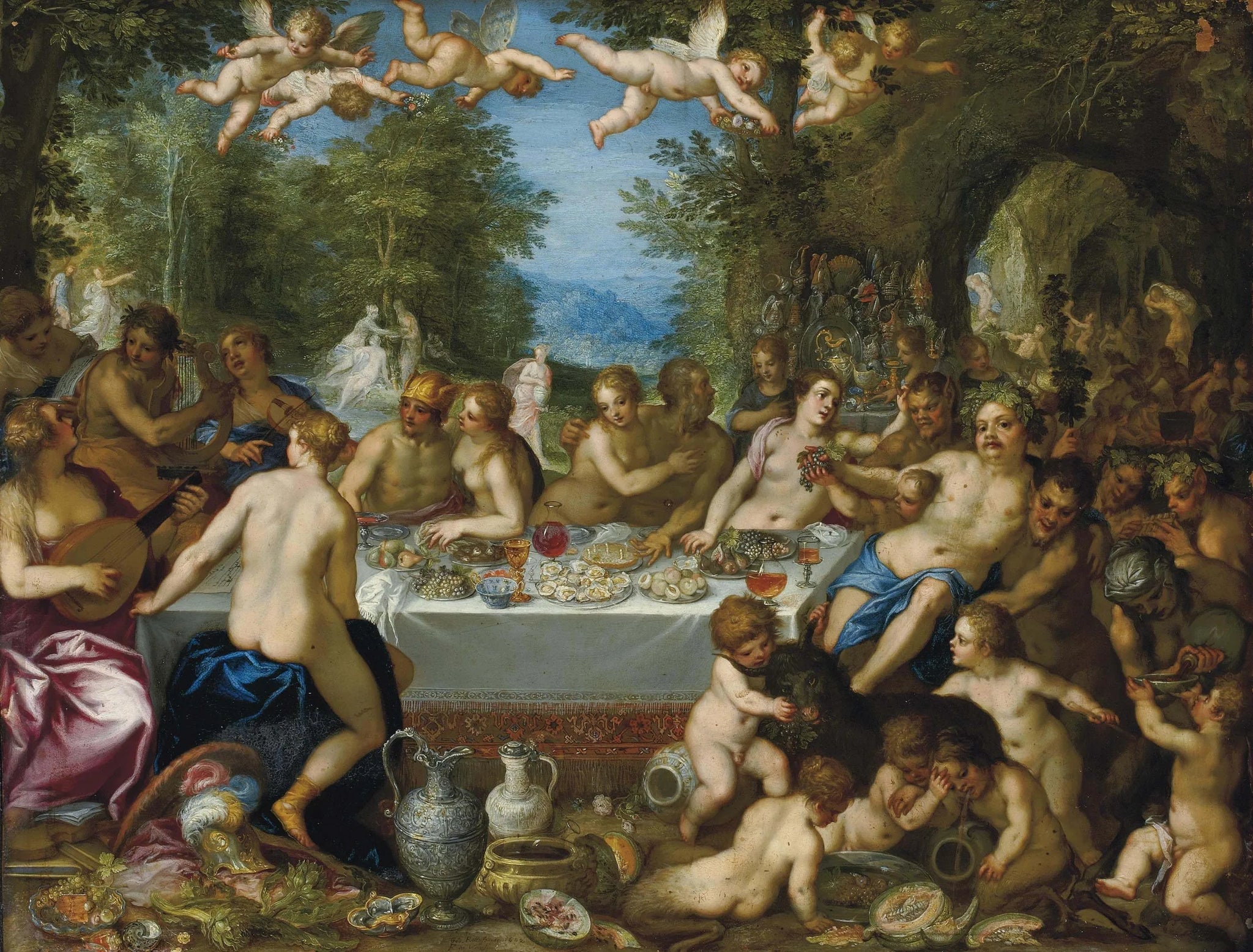 Le festin des dieux : Le mariage de Bacchus et d'Ariane - Jan Brueghel l'Ancien image 1 copie peinte à la main à l’huile