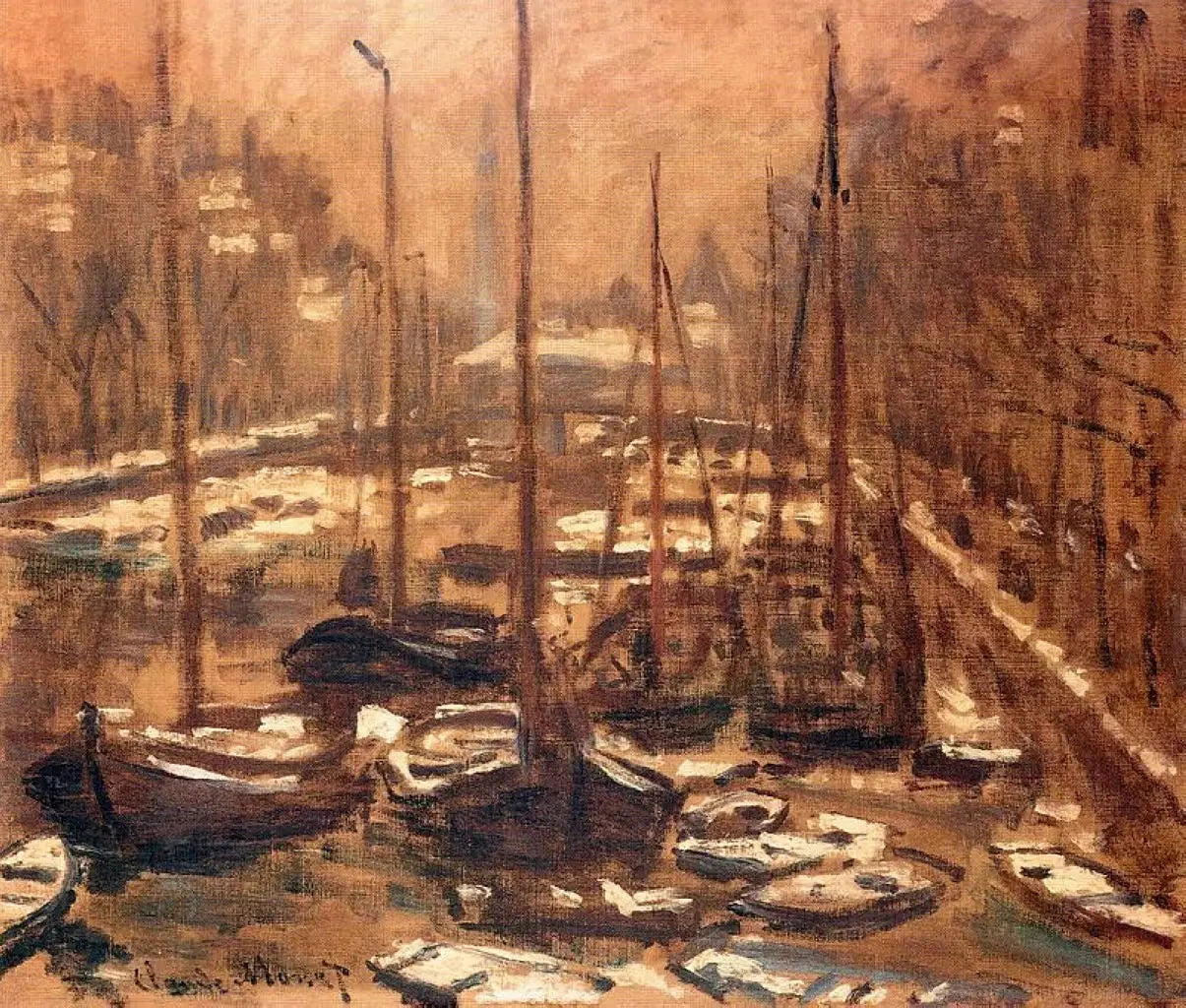Le Geldersekade à Amsterdam, l’hiver W300 par Claude Monet, Museo Botero