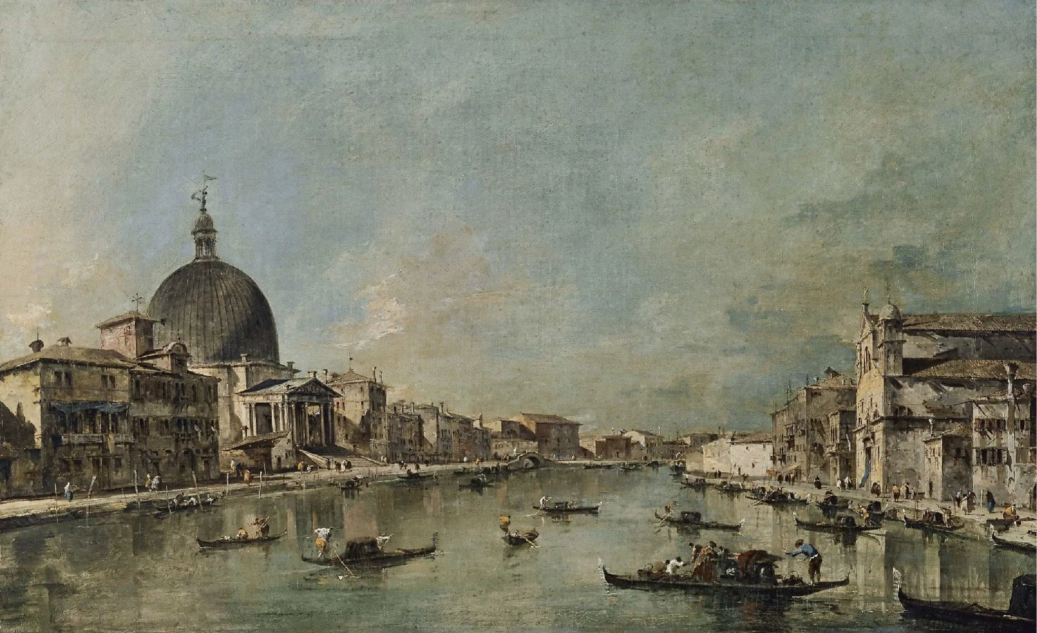 Le Grand Canal avec San Simeone Piccolo et Santa Lucia - Francesco Guardi image 1 copie peinte à la main à l’huile