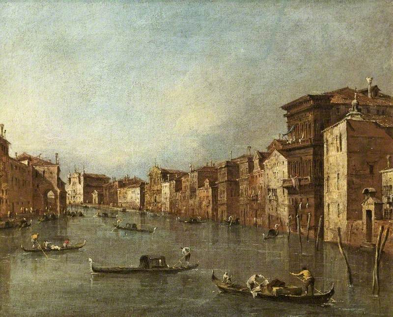 Il Grande Canale, Venezia, Italia, in direzione di Santa Maria degli Scalzi e Santa Lucia - Francesco Guardi