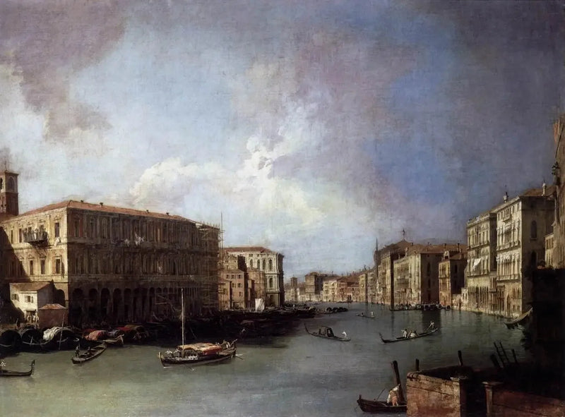 Il Grande Canale, verso nord vicino al ponte di Rialto - Canaletto