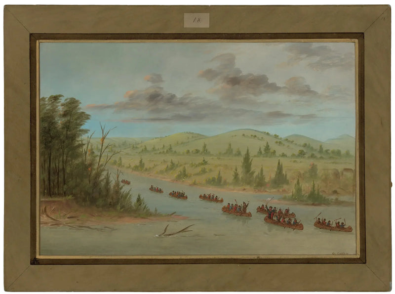 Il gruppo di La Salle che entra nel Mississippi in canoa. 6 febbraio 1682 - George Catlin