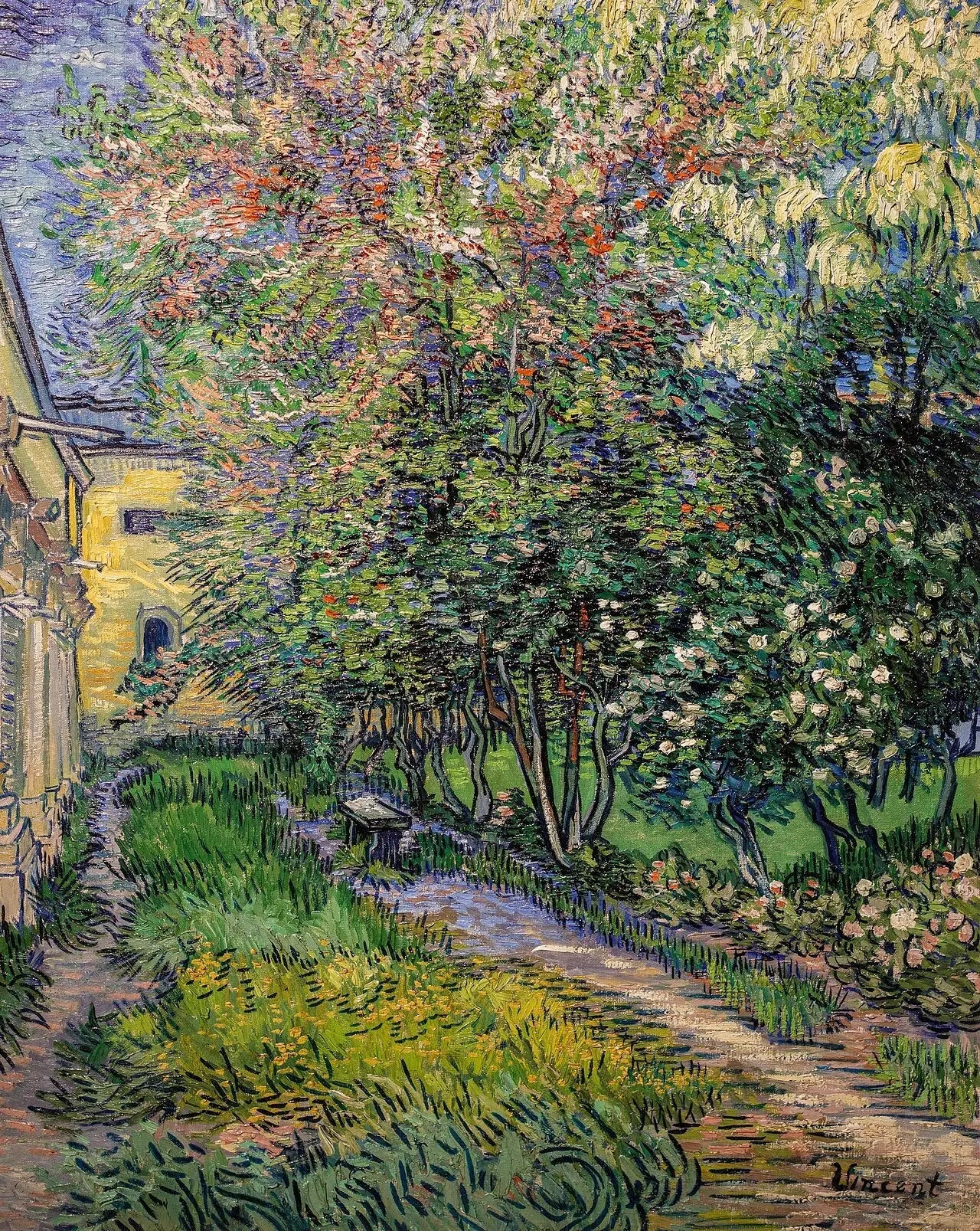Le jardin de l'asile de Saint-Rémy - Vincent van Gogh image 1 copie peinte à la main à l’huile