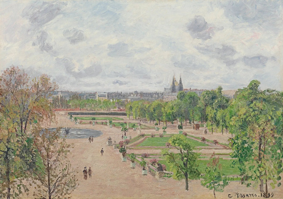 Il giardino delle Tuileries, mattina di primavera, tempo grigio - Camille Pissarro