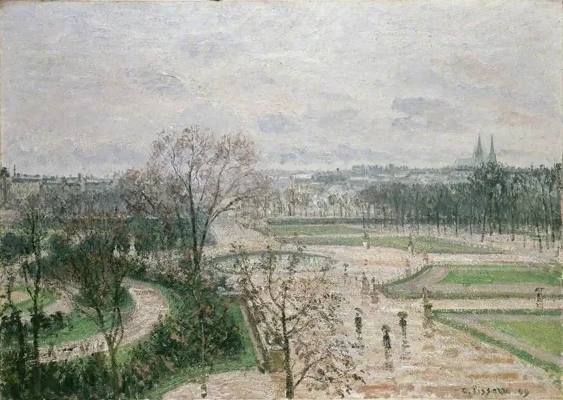 Le jardin des Tuileries, temps pluvieux - Camille Pissarro image 1 reproduction d’œuvre d’art à l’huile
