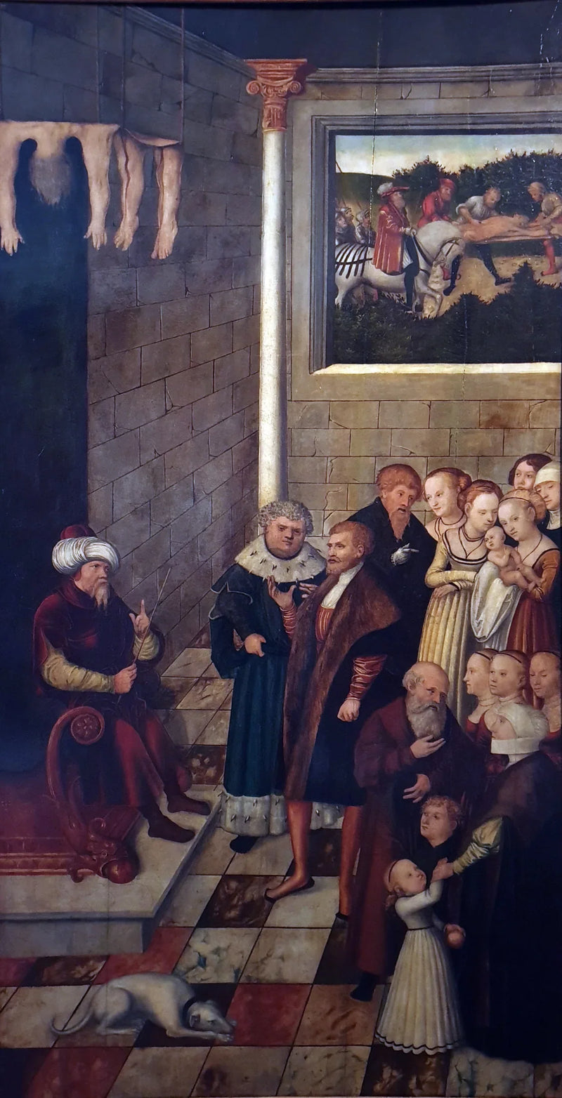 Il Giudizio di Kambyse (pannelli di esempio dell'elettore Joachim II) - Lucas Cranach il Vecchio