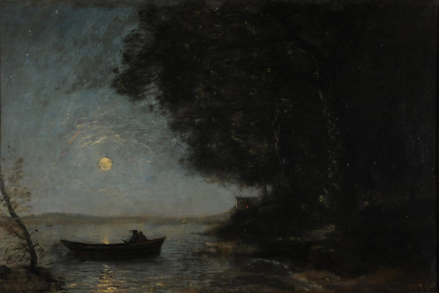 Il lago, effetto notturno - Jean-Baptiste Camille Corot