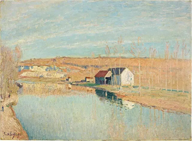Le Loing et les coteaux de Saint-Nicaise - Soleil de Mars - Alfred Sisley image 1 reproduction artisanale de tableau