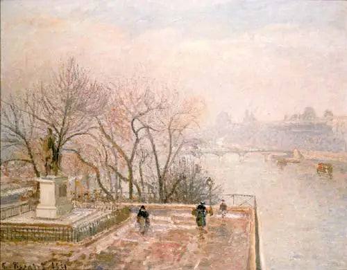 Il Louvre, Tramonto, Ghiaccio (Seconda Serie) - Camille Pissarro