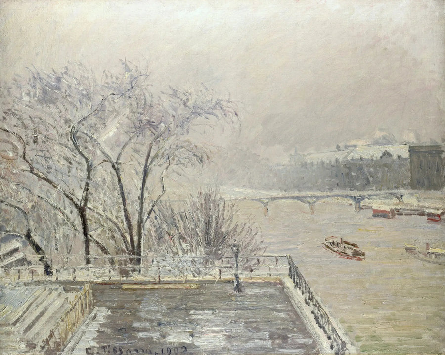 Il Louvre, Mattina, Effetto di neve (Seconda serie) - Camille Pissarro
