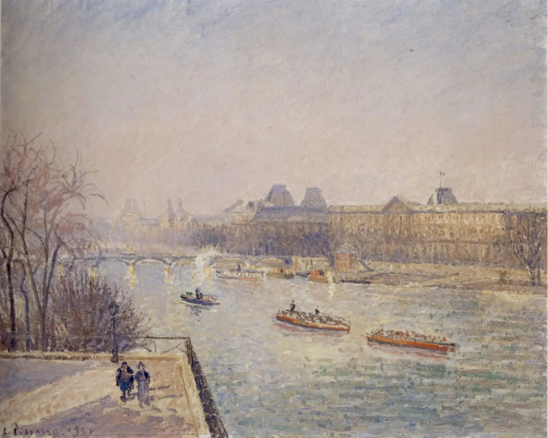 Il Louvre, mattina, sole d'inverno, brina bianca - Camille Pissarro