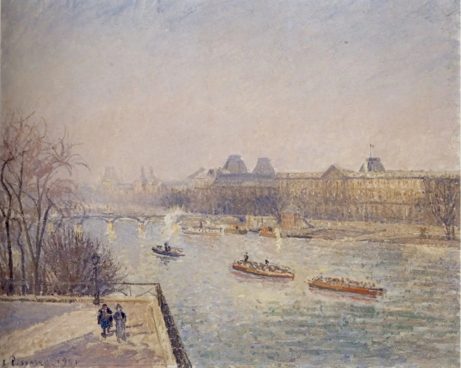 Il Louvre, mattina, sole d'inverno, brina bianca - Camille Pissarro