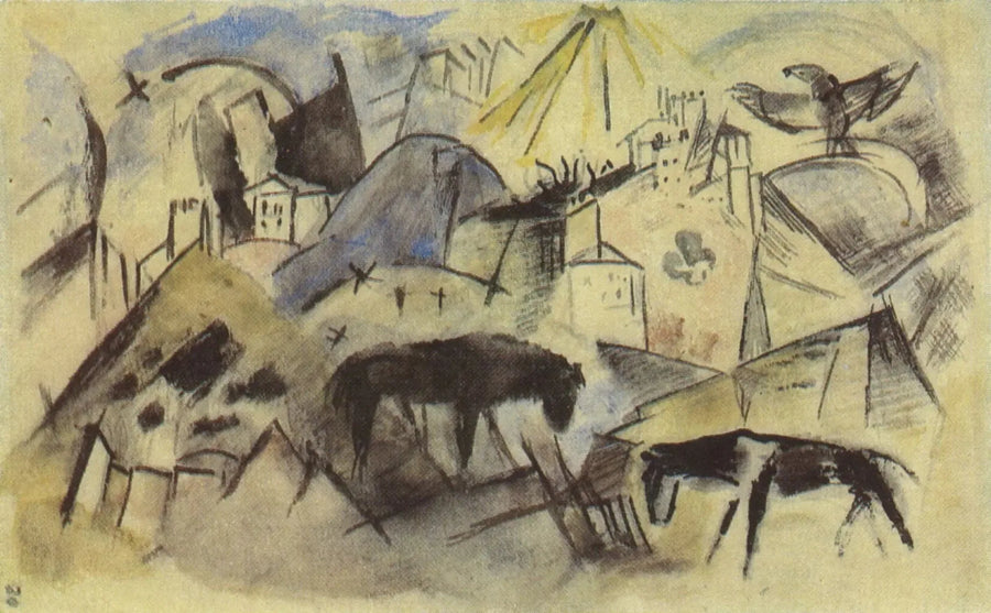Il sfortunato paese del Tirolo (schizzo) - Franz Marc