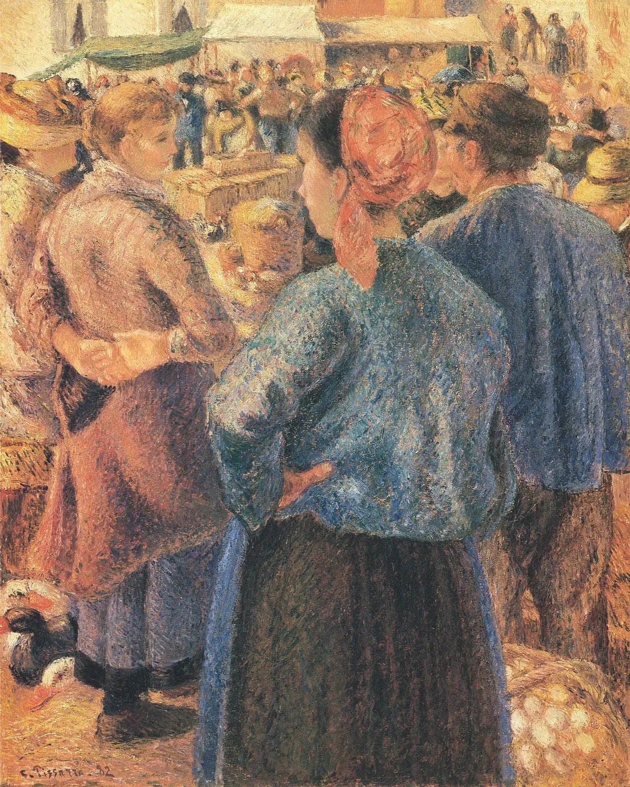 Le Marché à la volaille, Pontoise - Camille Pissarro image 1 tableau peint à l’huile sur toile