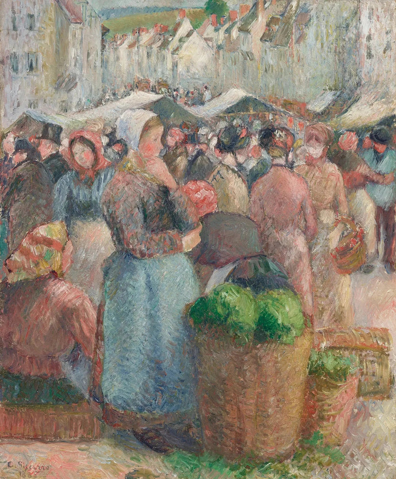 Il Mercato di Gisors, Grande-Rue - Camille Pissarro