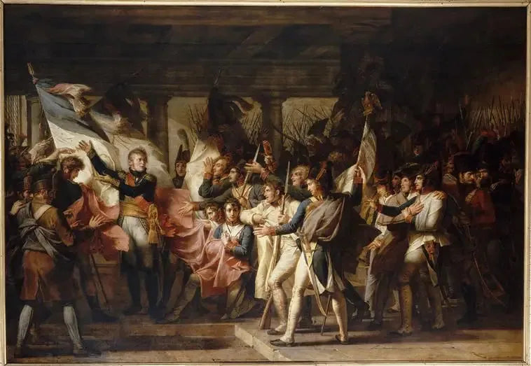 Il maresciallo Ney consegna le loro bandiere ai soldati del 76° reggimento di linea, 7 novembre 1805 - Charles Meynier