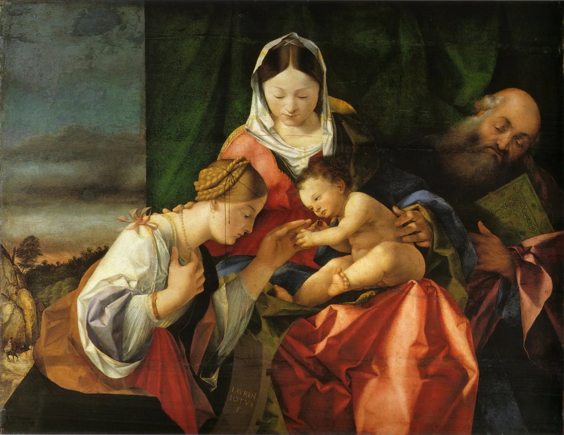 Le mariage mystique de sainte Catherine - Lorenzo Lotto image 1 reproduction artisanale de tableau