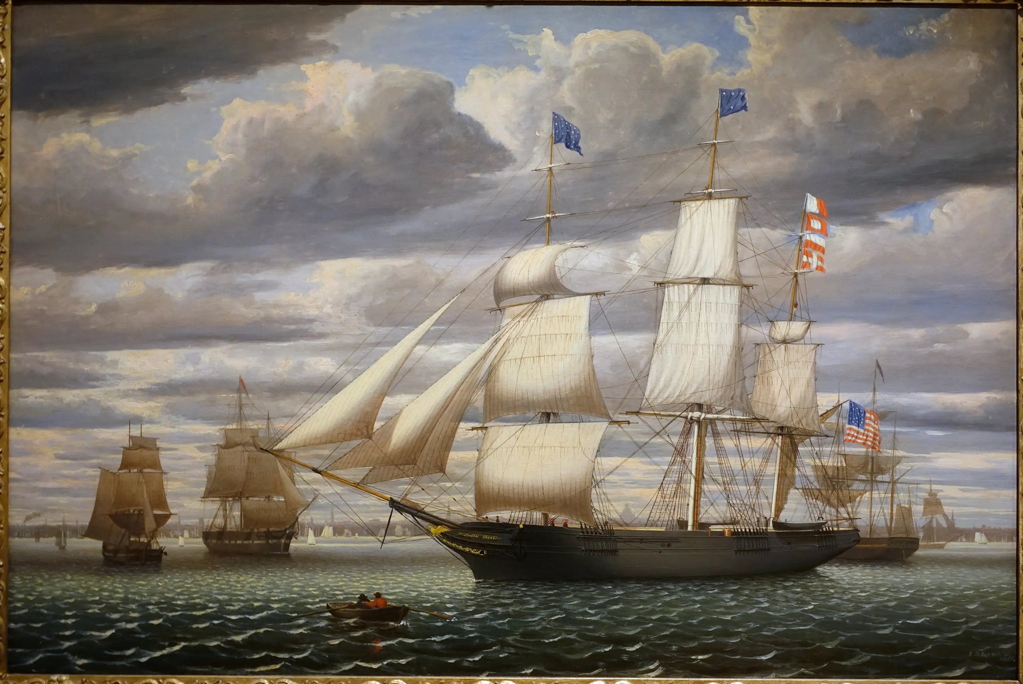 Le navire Southern Cross dans le port de Boston, 1851 - Fitz Henry Lane image 1 tableau peint à l’huile sur toile