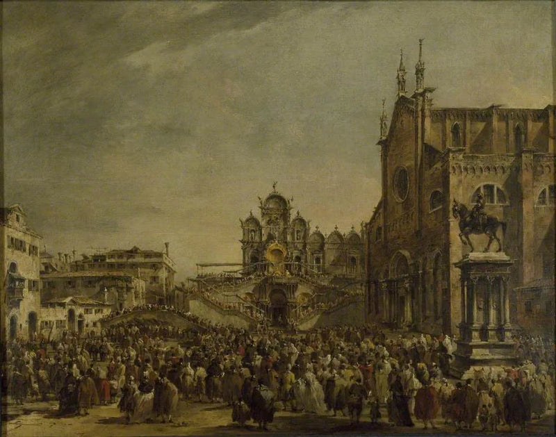 Il papa Pio VI benedice la folla al Campo SS Giovanni e Paolo, Venezia - Francesco Guardi
