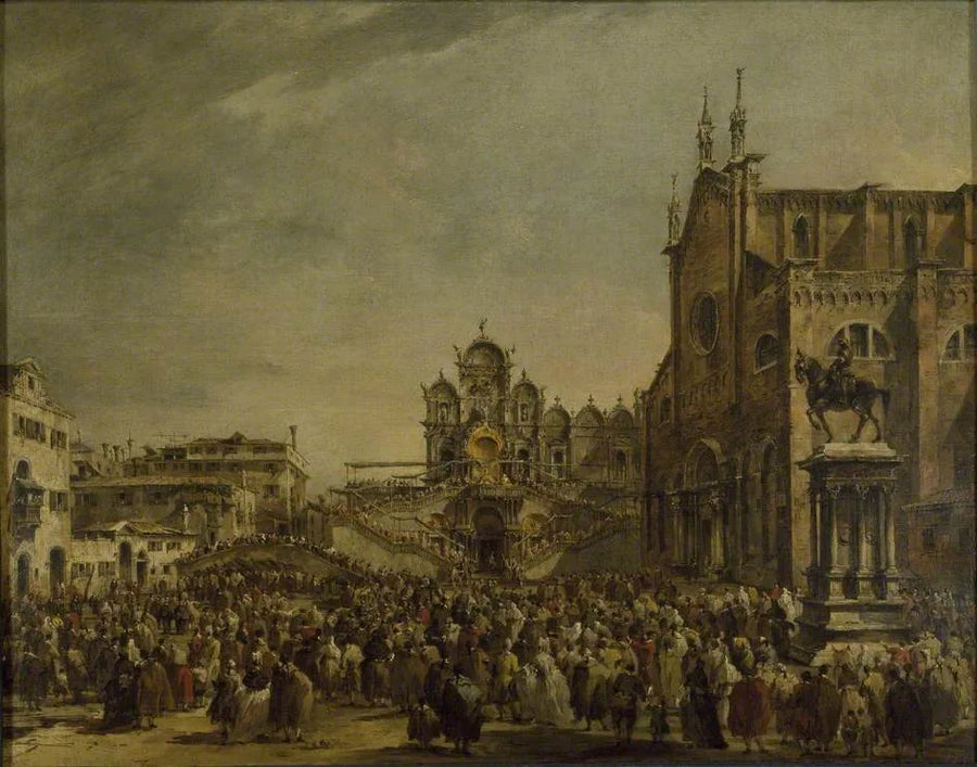 Il papa Pio VI benedice la folla al Campo SS Giovanni e Paolo, Venezia - Francesco Guardi