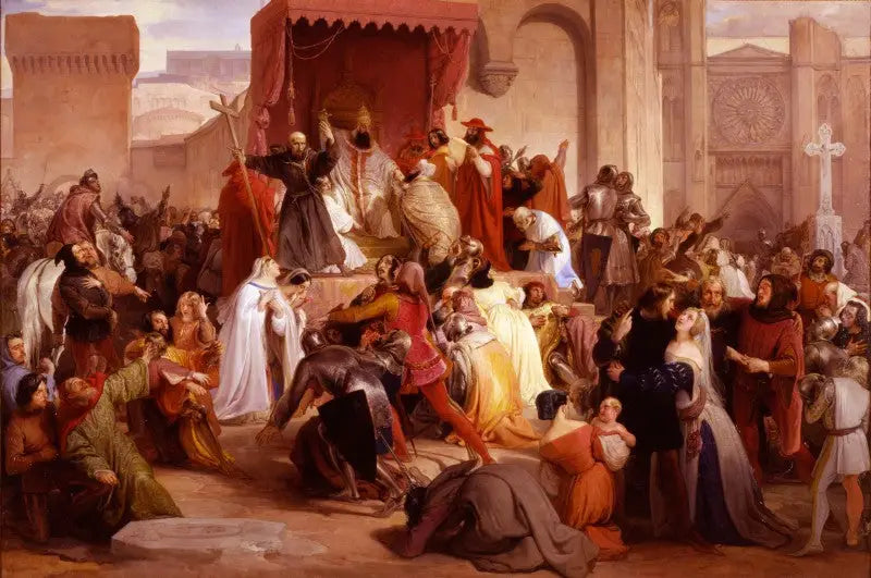 Il papa Urbano II predicando la prima crociata sulla piazza di Clermont - Francesco Hayez