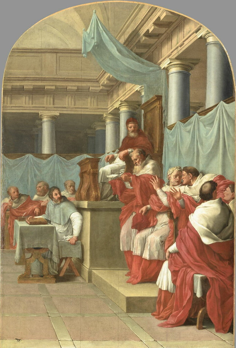 Il Papa Vittore III conferma l'istituzione dei Certosini - Eustache Le Sueur