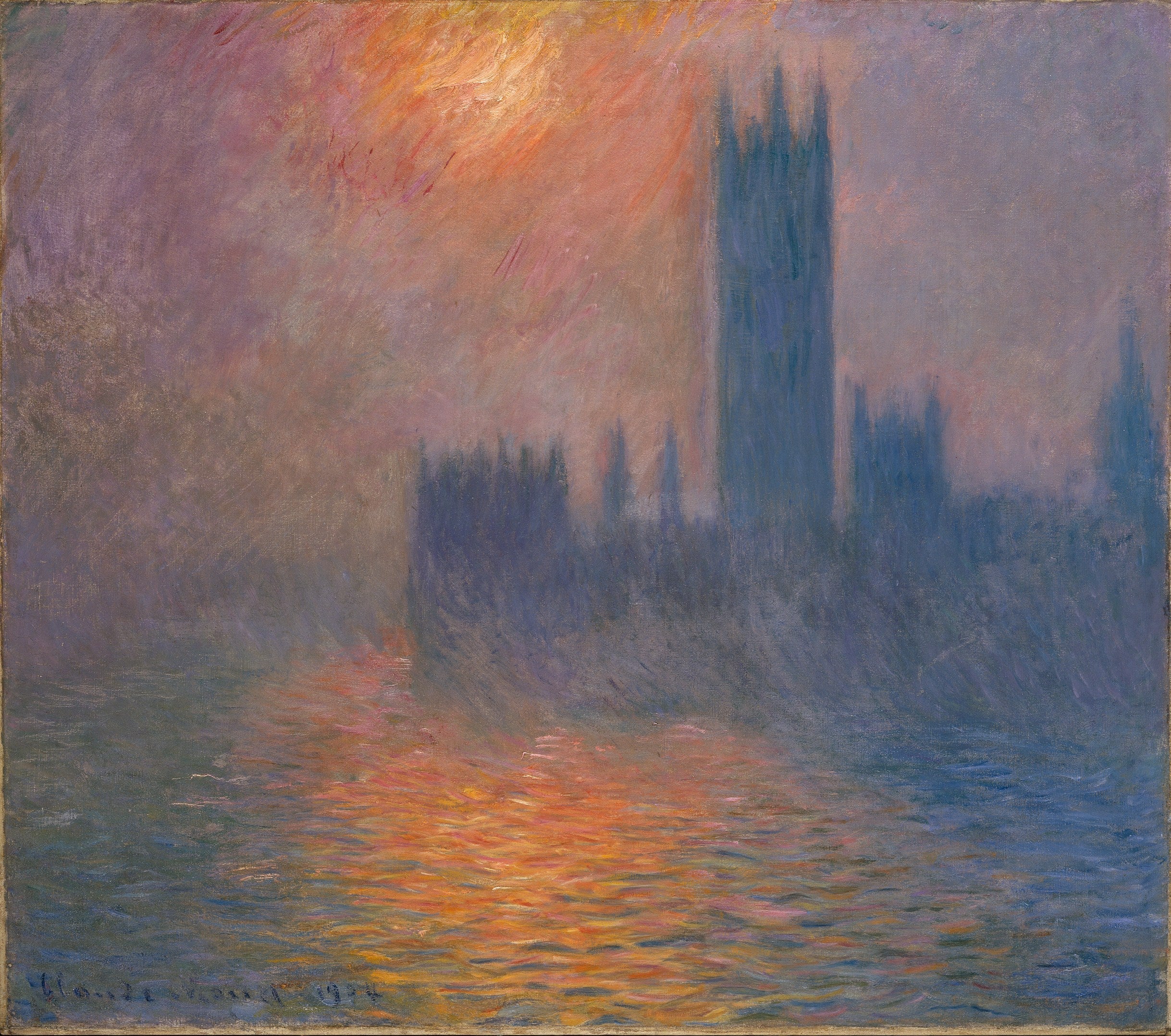 Reproduction du tableau « Le Parlement, coucher de soleil - Claude Monet » par Alpha Reproduction en peinture à l’huile