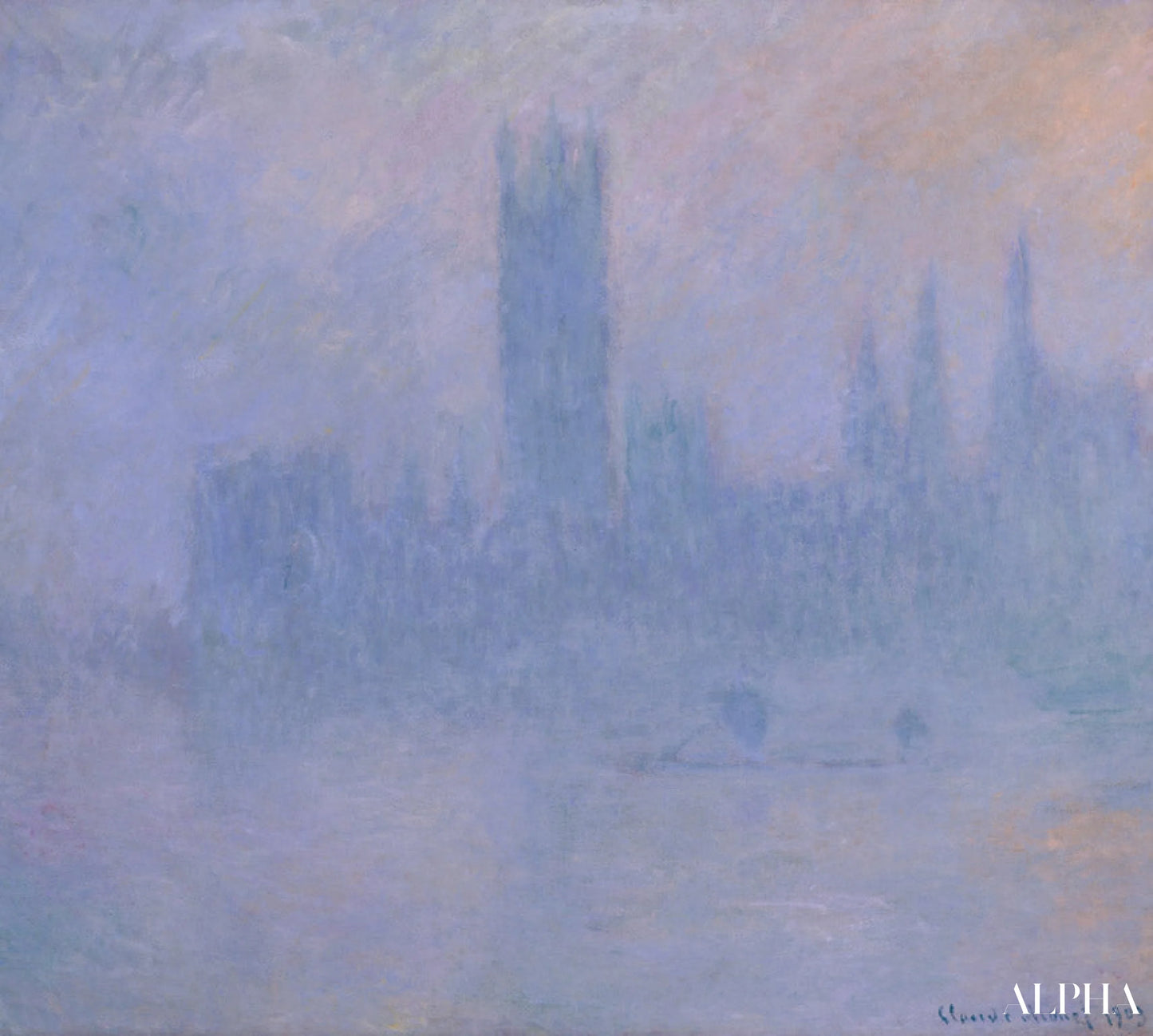 Le Parlement dans le Brouillard (W 1601) - Claude Monet - Reproductions de tableaux et peintures haut de gamme