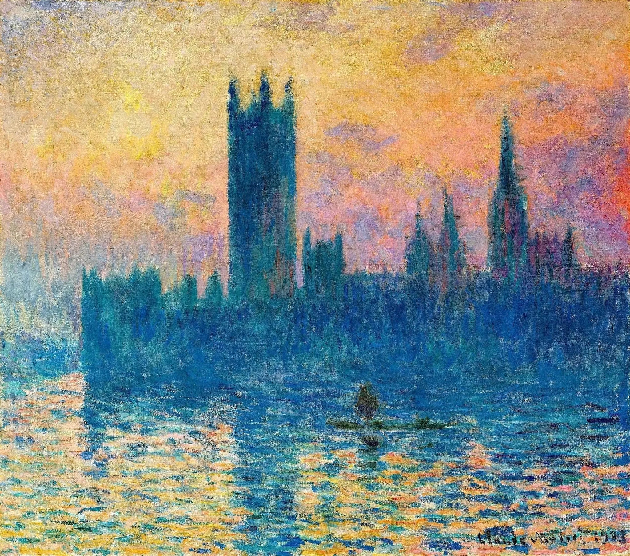 Le Parlement de Londres, soleil couchant - Claude Monet image 1 copie peinte à la main à l’huile