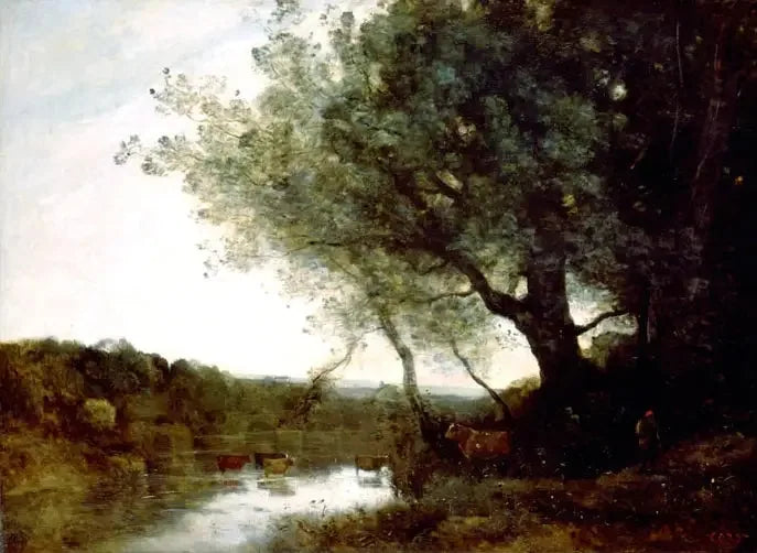 Il Passaggio del guado la sera - Jean-Baptiste Camille Corot