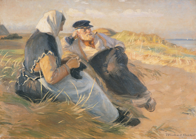 Il pescatore Anders Velle e sua moglie Ane sulla spiaggia di Skagen - Michael Peter Ancher