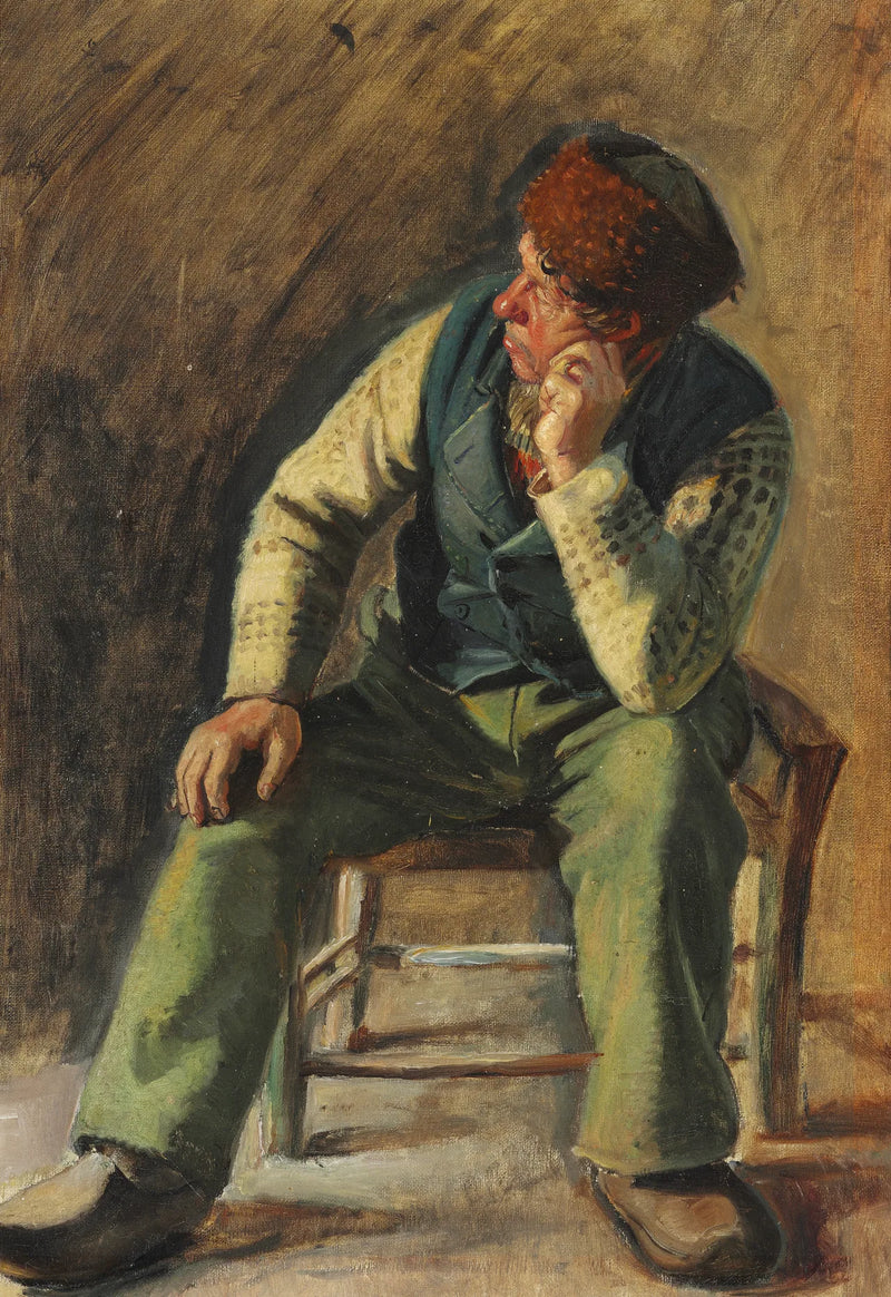 Il pescatore e soccorritore Lars Gaihede seduto su una sedia. - Michael Peter Ancher