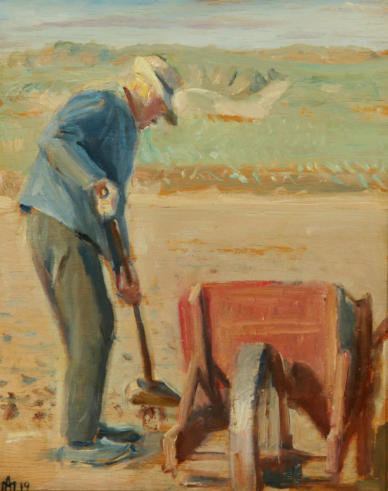 Il pescatore Ole Markström sta lavorando sulla spiaggia. - Michael Peter Ancher