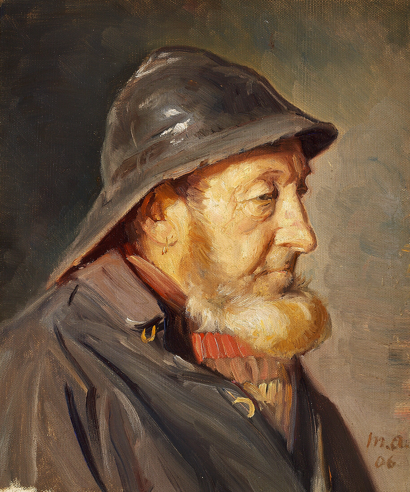 Il pescatore Ole Svendsen, visto di profilo. -Michael Peter Ancher