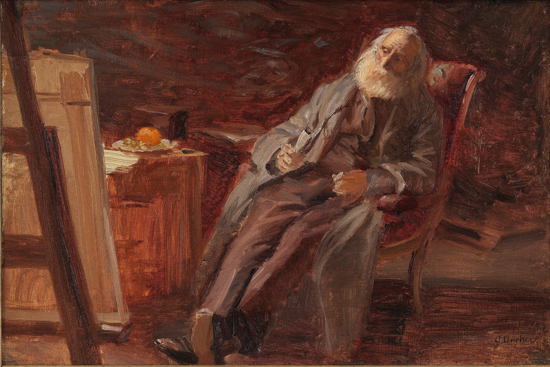 Il pittore Vilhelm Kyhn fuma la pipa - Anna Ancher