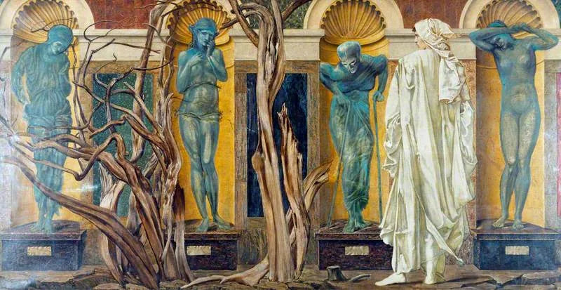Le pèlerin hors du jardin de l'oisiveté (scène du 'Roman de la rose') - Edward Burne-Jones image 1 tableau peint à l’huile sur toile