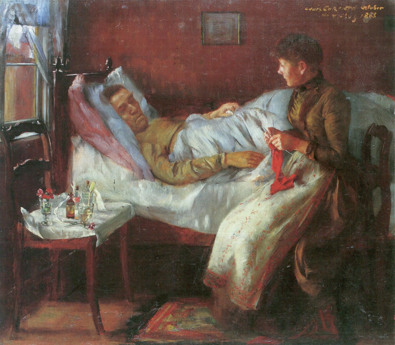 Il padre dell'artista sul suo letto di malattia - Lovis Corinth