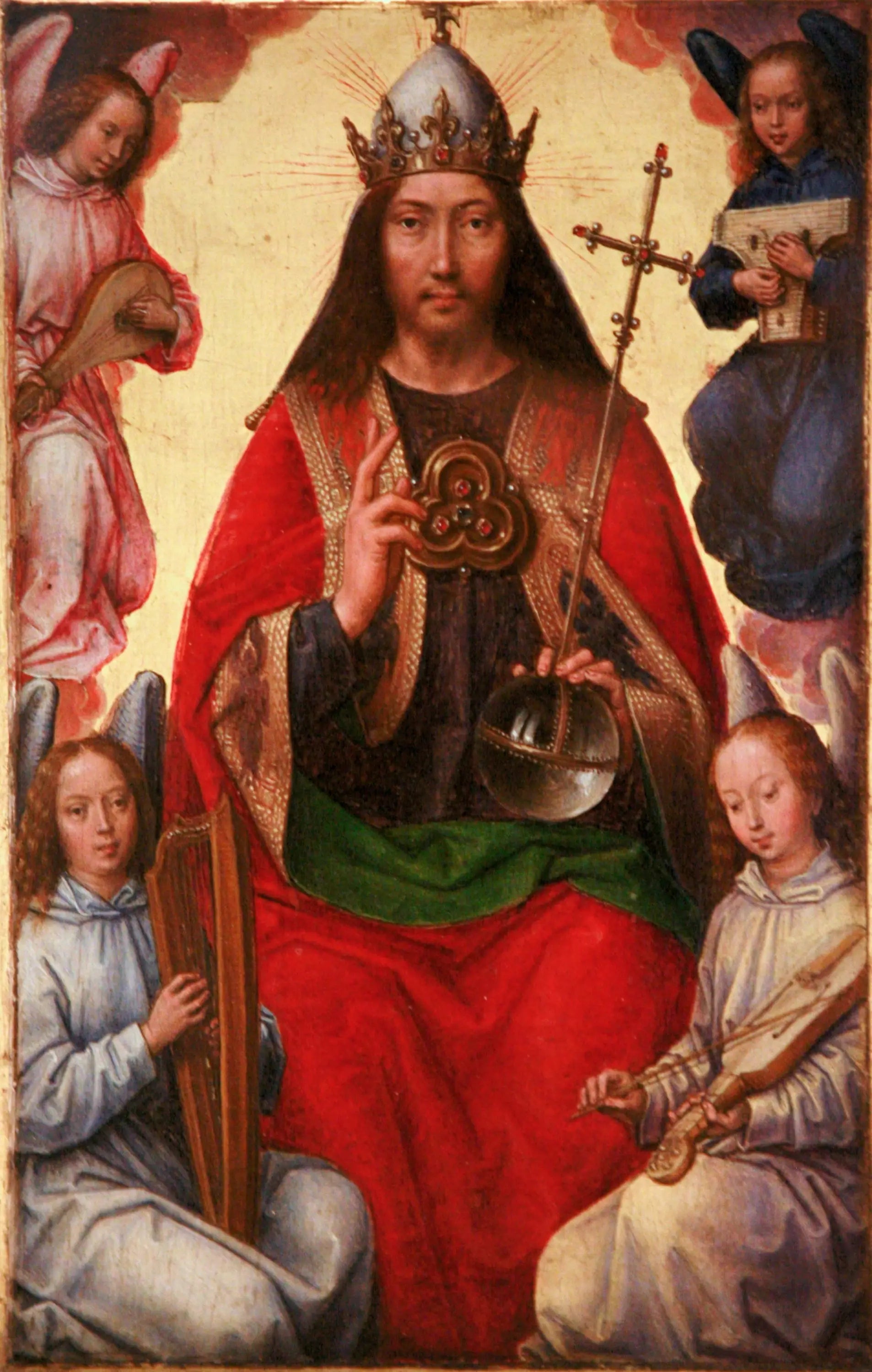 Le Père Éternel entouré d'anges - Hans Memling image 1 copie de tableau peinte à la main