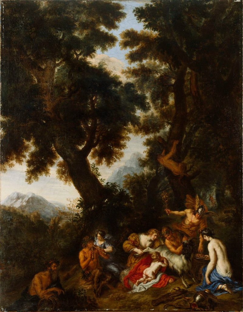 Le petit Jupiter est allaité par des chèvres. - Joachim von Sandrart