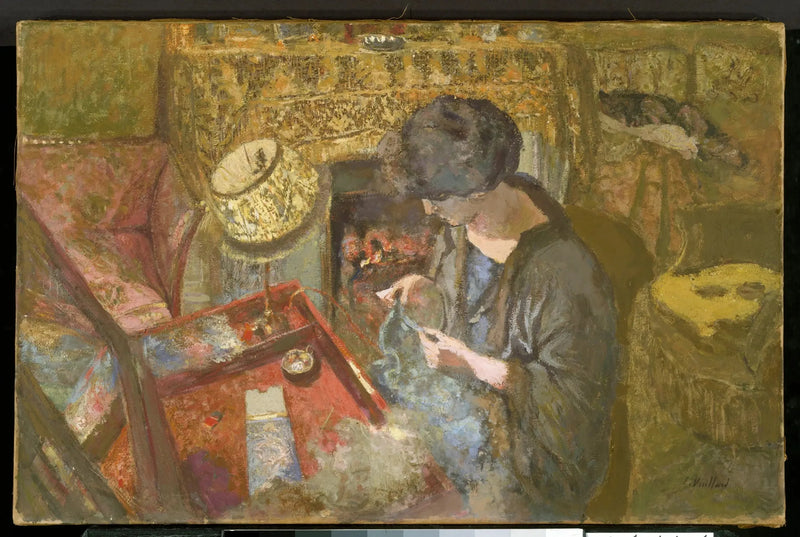 Il Petit Salon : Mme Hessel à sa table à coudre - Édouard Vuillard