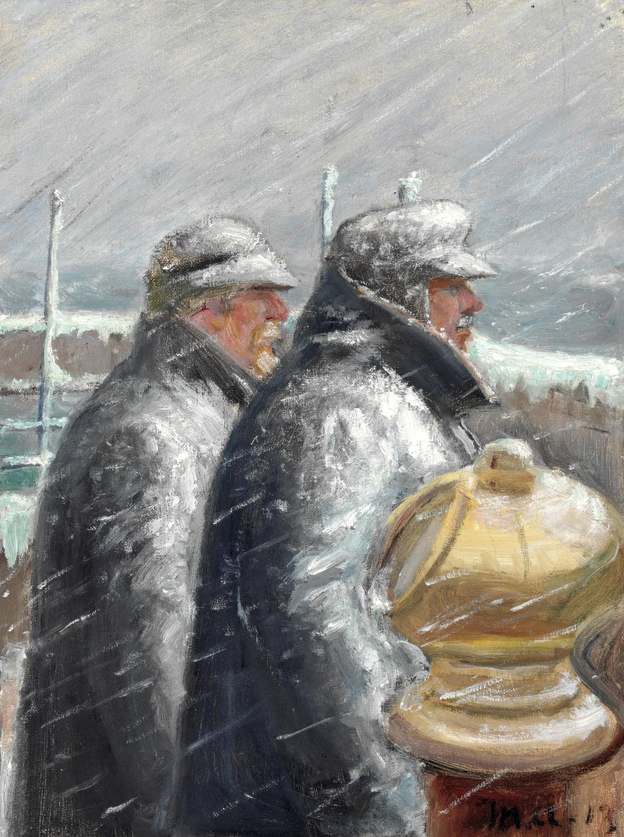 Il pilota sul ponte, tempesta di neve. -Michael Peter Ancher