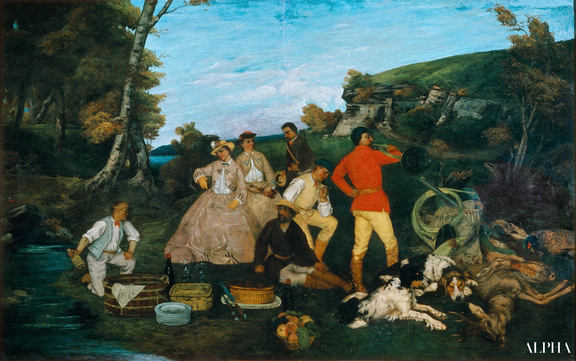 Il picnic del cacciatore - Gustave Courbet - Riproduzioni di quadri e dipinti di alta gamma