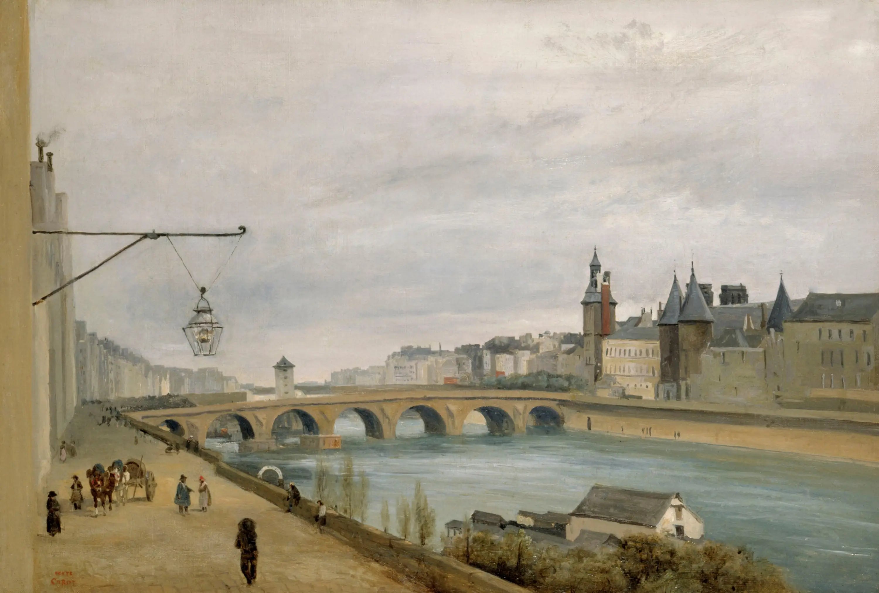 Le Pont au Change vu du quai de Gesvres (1830) - Jean-Baptiste Camille Corot - Alpha Reproduction